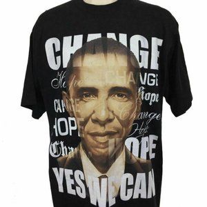 NWT Barack Obama Hope Change Yes We Can T Shirt XL President Hip Hop Mens‎